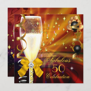 Invitation Fabuleux 50 Anniversaire Champagne Gold Black