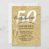 Invitation Fabuleux 50 Anniversaire Champagne Parties scintil (Devant)