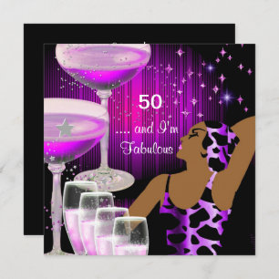 Invitation Fabuleux 50 Anniversaire Diva Fabuleux violet rose