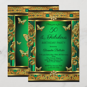 Invitation Fabuleux 50 Anniversaire Emerald Green Butterfly G