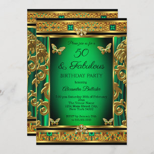 Invitation Fabuleux 50 Anniversaire Emerald Green Butterfly G