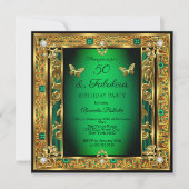 Invitation Fabuleux 50 Anniversaire Emerald Green Butterfly G (Devant)
