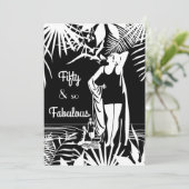 Invitation Fabuleux 50 Anniversaire Fête Déco Dame Noir Blanc (Debout devant)