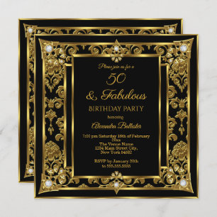 Invitation Fabuleux 50 Anniversaire Or noir Damas Diamond