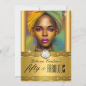 Invitation Fabuleux 50 Anniversaire Photo Diamants Or (Devant)