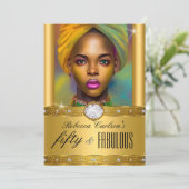Invitation Fabuleux 50 Anniversaire Photo Diamants Or (Debout devant)