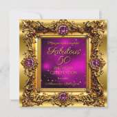 Invitation Fabuleux 50 Anniversaire Purple Pink Gold Gem (Devant)