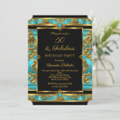 Invitation Fabuleux 50 Anniversaire Turquoise Bijou bleu Dama (Debout devant)