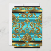 Invitation Fabuleux 50 Anniversaire Turquoise Bijou bleu Dama (Dos)