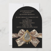 Invitation Fabuleux 50 Anniversaire Zebra Bow Bijou d'or (Dos)