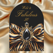 Invitation Fabuleux 50 Anniversaire Zebra Bow Bijou noir