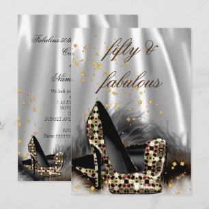 Invitation Fabuleux 50 ans Anniversaire Talons Chocolate Or A
