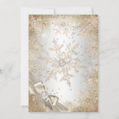 Invitation Fabuleux 50 Argent Crème Perle Nœud Flocon de Neig (Dos)