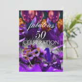 Invitation Fabuleux 50 Ballons violets Masquerade Party (Debout devant)