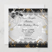 Invitation Fabuleux 50 Beige Or Black Grey Floral Anniversair (Dos)
