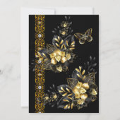 Invitation Fabuleux 50 Black floral Or papillon d'anniversair (Dos)