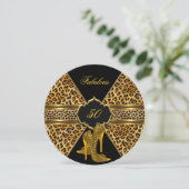 Invitation Fabuleux 50 Black Leopard Hi Heels Anniversaire (Debout devant)