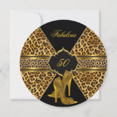 Invitation Fabuleux 50 Black Leopard Hi Heels Anniversaire (Devant)