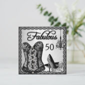 Invitation Fabuleux 50 Black Silver Corset High Heels Party (Debout devant)