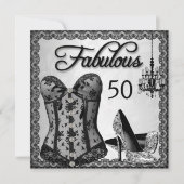Invitation Fabuleux 50 Black Silver Corset High Heels Party (Devant)