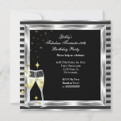 Invitation Fabuleux 50 Black Silver Stripe fête d'anniversair (Dos)
