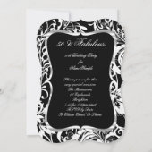 Invitation Fabuleux 50 Black White Floral Elegant Party (Dos)