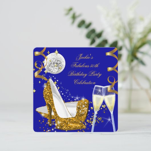 Invitation Fabuleux 50 Blue Gold Parties scintillant High Hee (Debout devant)