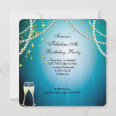 Invitation Fabuleux 50 Blue High Heels Gold Champagne Party (Dos)