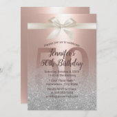 Invitation Fabuleux 50 Blush Rose Gold & Silver Anniversaire (Devant / Derrière)
