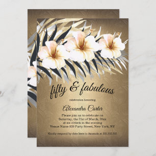 Invitation Fabuleux 50 Brown Beige Silver Hibiscus