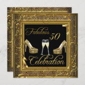 Invitation Fabuleux 50 Celebration Gold Black Champagne (Devant / Derrière)