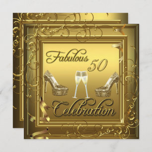 Invitation Fabuleux 50 Celebration Gold Black Champagne
