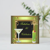 Invitation Fabuleux 50 Celebration Gold Green Anniversaire (Debout devant)