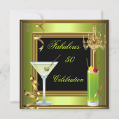 Invitation Fabuleux 50 Celebration Gold Green Anniversaire (Devant)