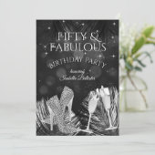 Invitation Fabuleux 50 Champagne Anniversaire Noir Blanc (Debout devant)