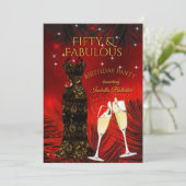 Invitation Fabuleux 50 Champagne Anniversaire Rouge Or (Debout devant)