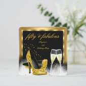 Invitation Fabuleux 50 Champagne d'or talons hauts Anniversai (Debout devant)