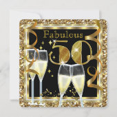 Invitation Fabuleux 50 Champagne White Gold Anniversaire (Devant)