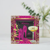 Invitation Fabuleux 50 Cherry Pink Leopard Anniversaire (Debout devant)