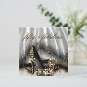 Invitation Fabuleux 50 Chocolat Gold talons d'argent Annivers (Debout devant)