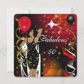 Invitation Fabuleux 50 Cinquante Anniversaire Fête Black Red  (Devant)