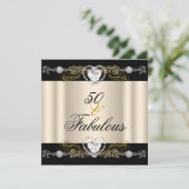 Invitation Fabuleux 50 Cream Black Silver Gold 50e anniversai (Debout devant)