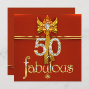 Invitation Fabuleux 50 Diamond Gold Deep Red Anniversaire Par