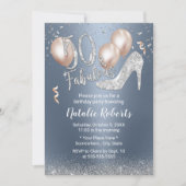 Invitation Fabuleux 50 Dusty Blue & Silver Girl 50e anniversa (Devant)
