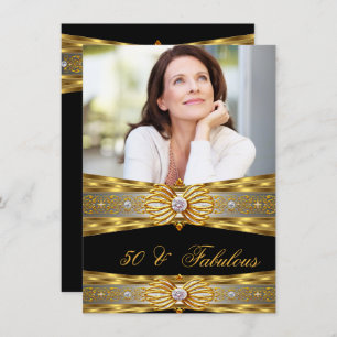Invitation Fabuleux 50 Elegant Diamond Gem Gold Black Photo 4