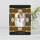 Invitation Fabuleux 50 Elegant Diamond Gem Gold Black Photo 8 (Debout devant)