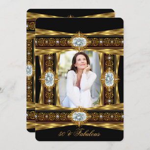 Invitation Fabuleux 50 Elegant Diamond Gem Gold Black Photo 8