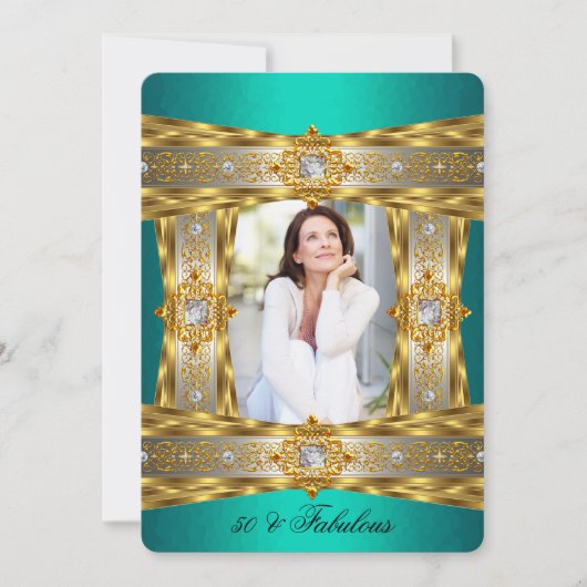 Invitation Fabuleux 50 Elegant Diamond Gem Gold Jade Photo (Devant)