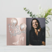 Invitation Fabuleux 50 Elégant Rose Gold Photo 50e Anniversai (Debout devant)