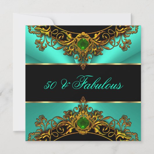 Invitation Fabuleux 50 Elite Green Jade Black Gold Anniversai (Devant)